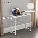 HOMCOM 80 cm Folding Desk on Wheels - White
