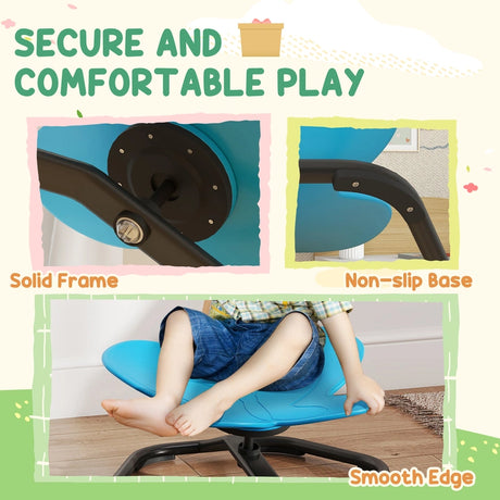 AIYAPLAY Butterfly-Shaped-kids Swivel Chair, Sensory Spinning Chair for Balance, Coordination Training, Blue