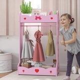 AIYAPLAY Kids Clothes Rail with 2 Storage Shelves for 3-8 Years Old, Hot Pink
