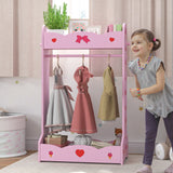 AIYAPLAY Kids Clothes Rail with Two Shelves, for 3-8 Years, Pink