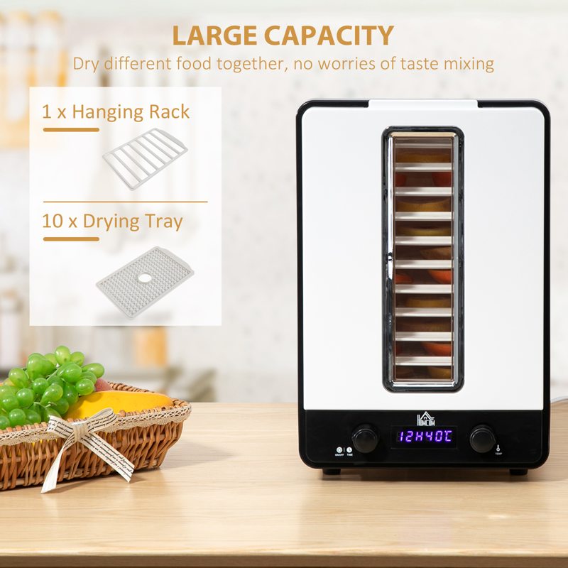 HOMCOM 11-Tray Food Dehydrator, 40-70℃ Temperature and Timer