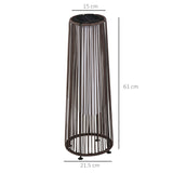 Outsunny Patio Garden PE Rattan Solar Lights Woven Resin Wicker Lantern Auto On/Off Solar Powered Lights for Porch, Yard, Lawn, Courtyard, Indoor & Outdoor  Brown