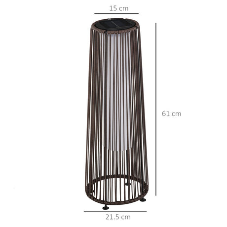 Outsunny Patio Garden PE Rattan Solar Lights Woven Resin Wicker Lantern Auto On/Off Solar Powered Lights for Porch, Yard, Lawn, Courtyard, Indoor & Outdoor  Brown