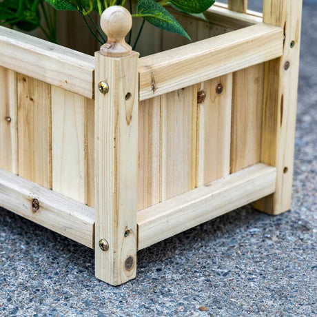 Outsunny Garden Planters with Trellis for Climbing Vines, Wood Raised Beds for Garden, Flower Pot, Indoor Outdoor, Natural