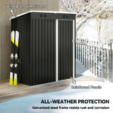 Outsunny 5 x 3 ft Lean-to Garden Shed, Outdoor Storage Shed with Lockable Door and Vents, Dark Grey