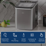 HOMCOM Ice Maker Machine Countertop, 9 Ice Cubes in 8 Mins, 12KG in 24Hrs, Self-Cleaning Portable Ice Cube Maker w/ Adjustable Ice Size, Ice Scoop, Basket, Stainless Steel, No Plumbing Required, Black