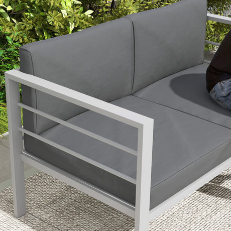 Outsunny Two-Seater Aluminium Garden Sofa - Grey