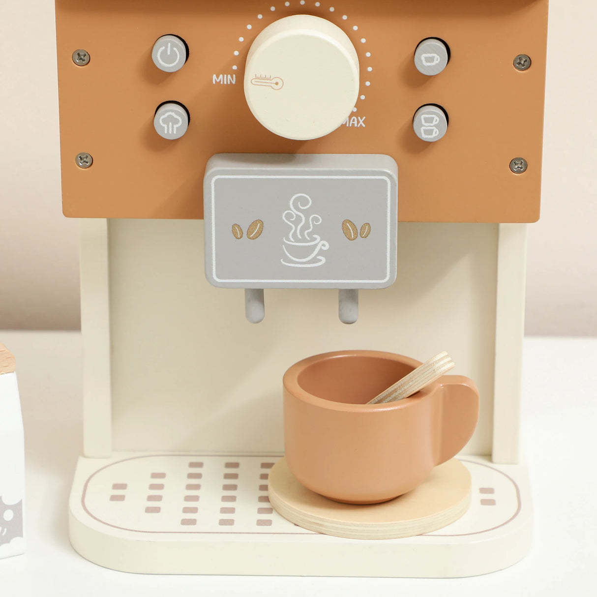AIYAPLAY Kids Wooden Coffee Machine Toy, Pretend Play Kitchen Accessories Gift for Boys and Girls Ages 3+