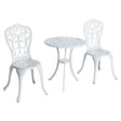 Outsunny 3 Pieces Antique Garden Bistro Set for 2, Cast Aluminium Garden Furniture Set with Umbrella Hole, White