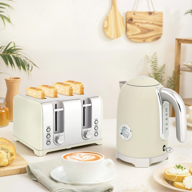 HOMCOM Retro 3000W Kettle and Toaster Set - Grey