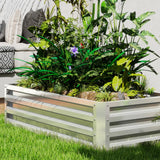 Outsunny Raised Beds for Garden, Galvanized Outdoor Planters, for Herbs and Vegetables, Use for Patio, Backyard, Balcony, Silver