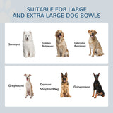 PawHut Raised Dog Bowls w/ Slow Feeder Mat, Storage Cabinet, Three Stainless Steel Bowls, Semi Auto Dispenser Function, White
