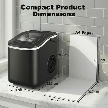 HOMCOM Countertop Ice Maker Machine 9 Cubes in 7 Mins Portable Ice Machine Ice Scoop and Basket 2 Sizes Black