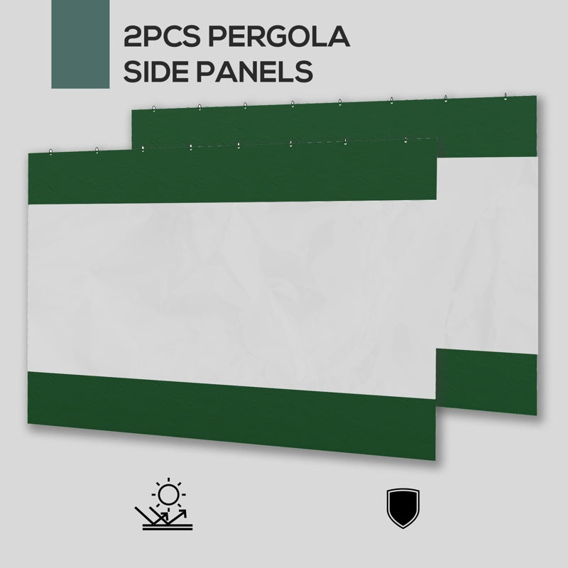 Outsunny Set of Two 3 x 2m Replacement Pergola Panels - Green