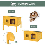 Pawhut Garden Wooden Cat House Hide Cage Outdoor Pet Play Home Waterproof Roof Kitty Shelter Kennel w/ith Door & Window