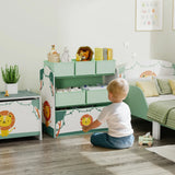 AIYAPLAY Kids Toy Storage Units, 3-Tier Toy Organiser Shelf with 6 Removable Boxes for Kids, Bedroom, Playroom, Green