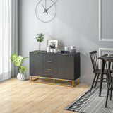 HOMCOM Sideboard with 3 Drawers and Adjustable Shelves for Living Room - Black