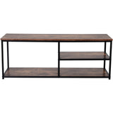 HOMCOM TV Unit for 55 inch TVs, Industrial TV Table with 2 Storage Shelves and Metal Frame, Entertainment Unit For living Room, Rustic Brown