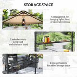 Outsunny 8' x 5' Grill Gazebo Canopy, Double Tiered Outdoor BBQ Gazebo Shelter with 2 Side Shelves, Storage Baskets, Hook for Garden, Patio, Barbecue, Picnic, Beige