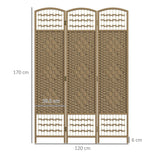 HOMCOM 3 Panel Folding Room Divider, Privacy Screen, Freestanding Paravent Partition Separator Natural Wood