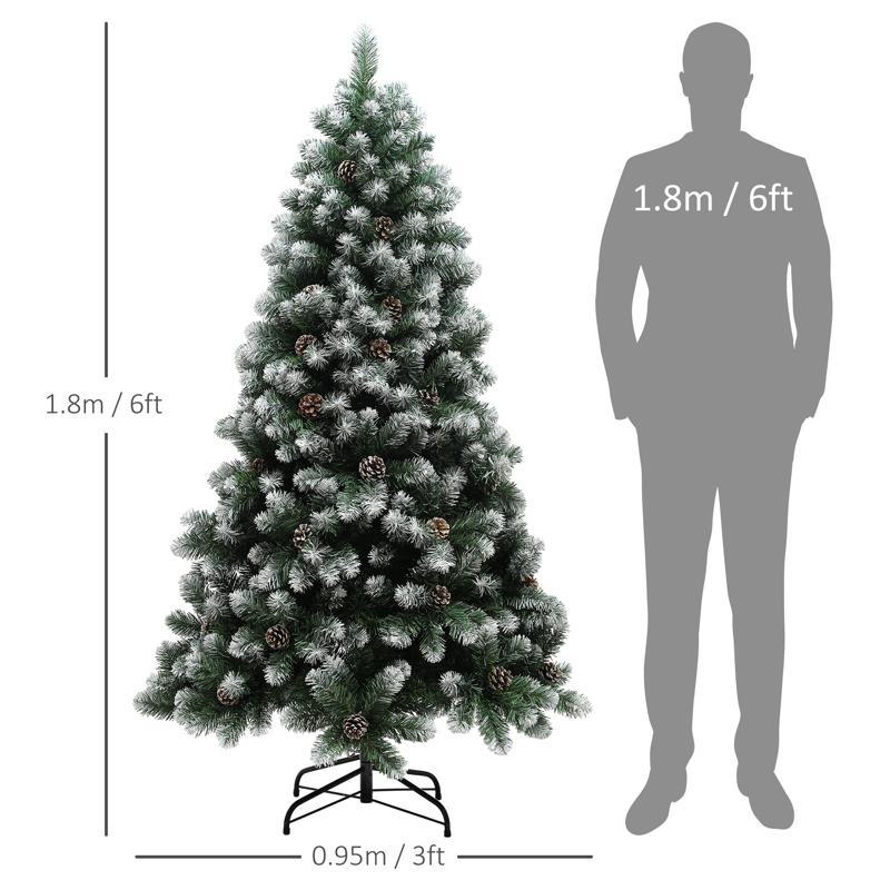 HOMCOM 6ft Snow-Dipped Artificial Pine Christmas Tree