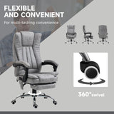 Vinsetto Office Chair with Massage and Heat, Microfibre Reclining Computer Desk Chair with Footrest and Adjustable Height, Swivel Wheels for Home Office, Grey