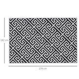 Outsunny 182 x 274 cm(6x9ft) Outdoor Rug Reversible Mat Plastic Straw Rug Portable RV Camping Mat for Garden Deck Picnic Indoor, Black & White