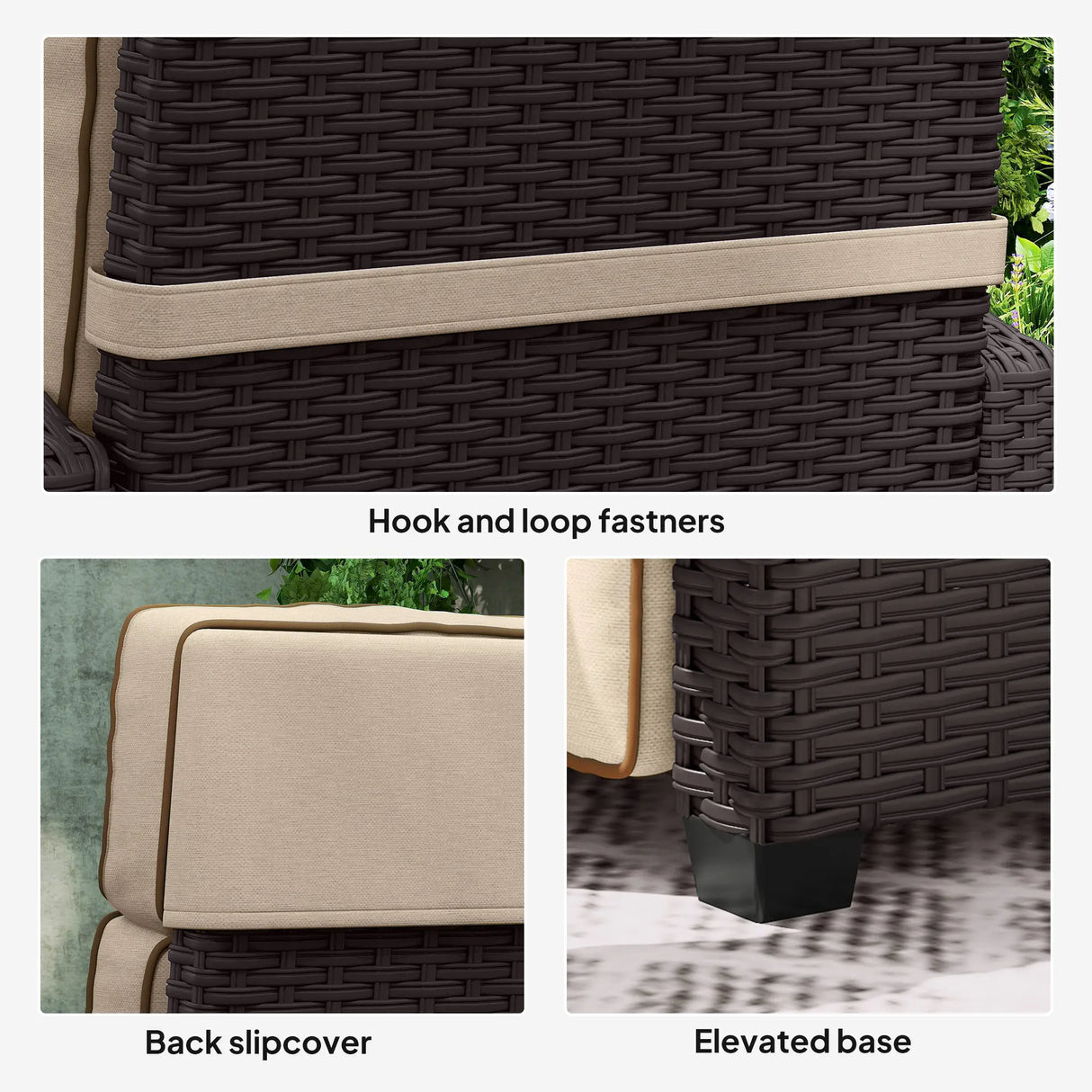 Outsunny 145 Reclining Rattan Armchair, with Footrest - Brown/Khaki