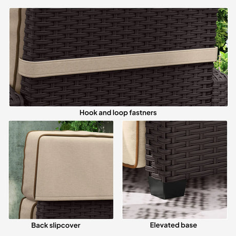 Outsunny 145 Reclining Rattan Armchair, with Footrest - Brown/Khaki