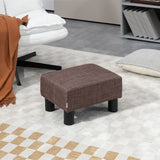 HOMCOM Linen Fabric Footstool Ottoman Cube with 4 Plastic Legs, Brown