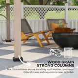 Outsunny 3 x 3 m Decorative Metal Gazebo - Black/Wood-Effect