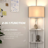 HOMCOM Three-Shelf Corner Floor Lamp - White