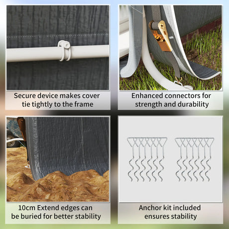 Outsunny 8 x 6.5 ft Outdoor Garden Storage Shed, Waterproof Bike Tent w/ Double Roll-up Zipper Door for Garden Tools, Dark Grey