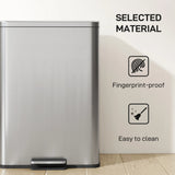 HOMCOM 20L Kitchen Bin with Soft-Close Lid and Stay-Open Function, Stainless Steel Pedal Bin with Removable Inner Bucket for Kitchen, Office, Home, Silver Tone
