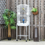 PawHut Bird Cage Budgie Cages for Finch Canary Parakeet with Stand Wheels Slide-out Tray Accessories Storage Shelf, White 46.5 x 36 x 157 cm
