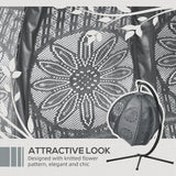 Outsunny Round Egg Basket Chair, with Steel Stand, Charcoal Grey