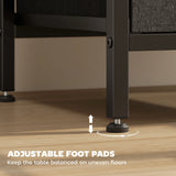 HOMCOM Bedside Table with Charging Station - Black