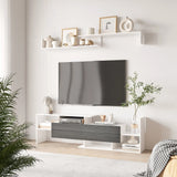 HOMCOM TV Cabinet with Wall Shelf for Wall-Mounted 65" TVs or Standing 40" TVs - White and Grey