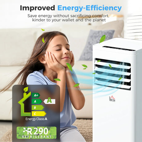 HOMCOM Portable Air Conditioner 5000 BTU, 4-in-1 Cooling, Dehumidifier, Fan, Sleep Mode, Air Conditioning Unit with Digital Display & Remote Control, 24H Timer, Window Venting Kit, for Room up to 18m2