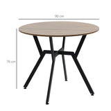 HOMCOM Dining Table, Round Kitchen Table with Black Legs, Anti-slip Foot Pads for Living Room, Dining Room 90 x 76 cm, Brown