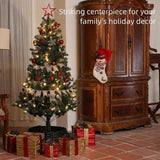 HOMCOM 6ft Pre-Lit Xmas Tree with Decorations, Green, Red and Warm White