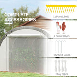 Outsunny 6 x 3(m) Polytunnel Greenhouse with Upgraded Structure, Mesh Door and Windows, 15 Plant Labels, White