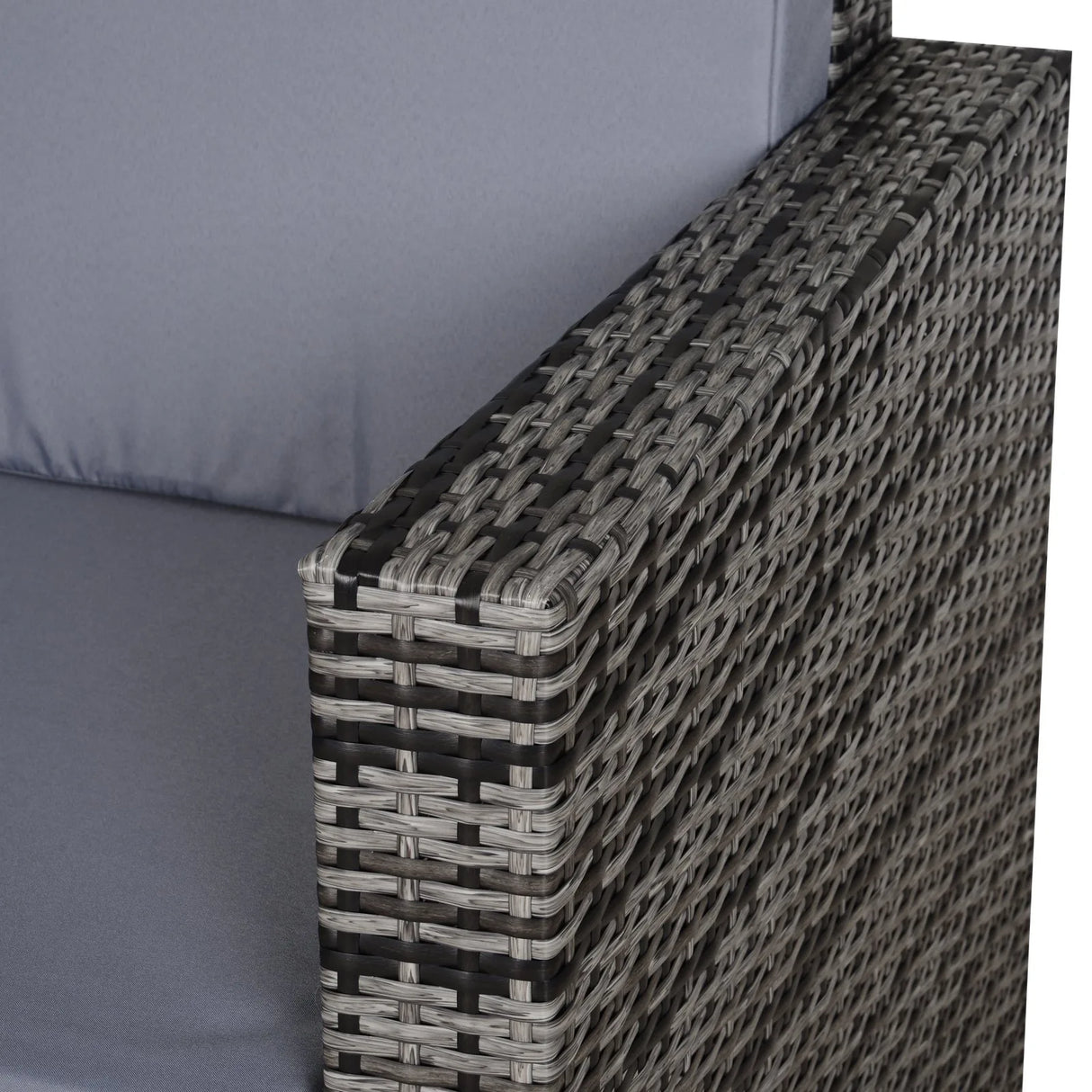 Outsunny Rattan Sofa, 2 Seater Garden Furniture with Soft Padded Cushion and Armrests, Wicker Garden Loveseat for Patio, Mixed Grey