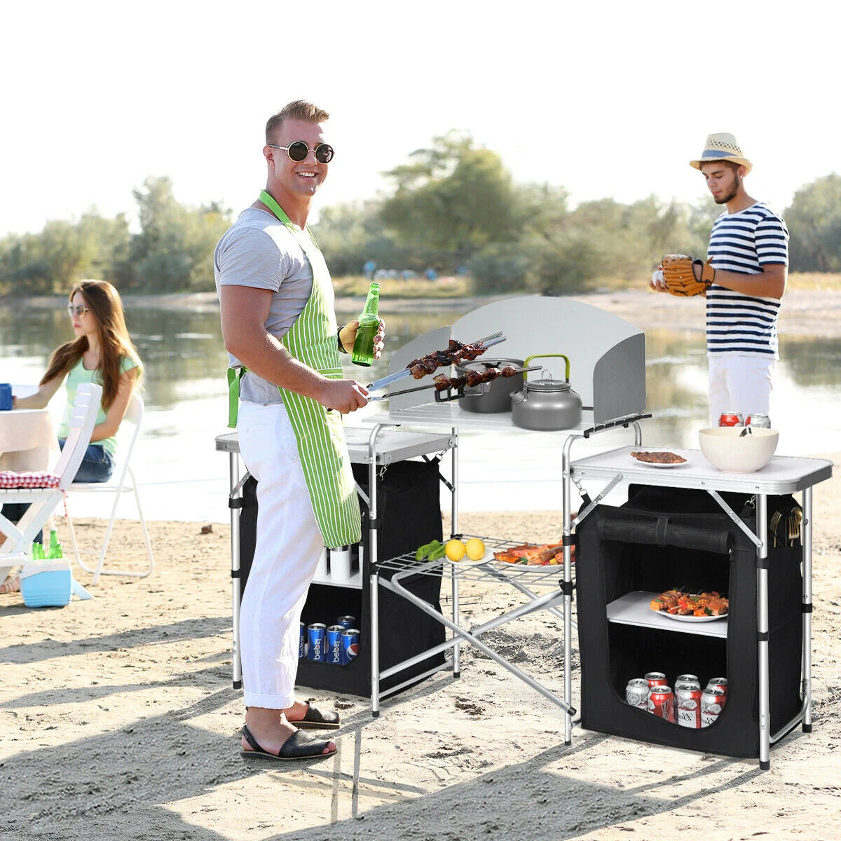Folding Camping Table with Storage Organizer