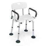 Non-Slip Shower Chair with U-Shaped Cutout for Elderly and Disabled-White