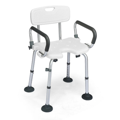 Non-Slip Shower Chair with U-Shaped Cutout for Elderly and Disabled-White
