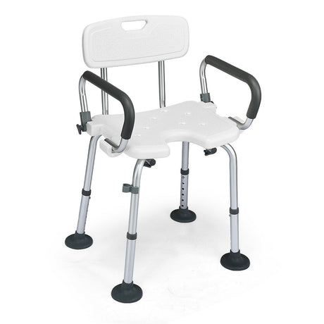 Non-Slip Shower Chair with U-Shaped Cutout for Elderly and Disabled-White
