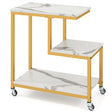 3-Tier Small Sofa Couch Side Table with Lockable Casters for Living Room-White