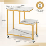 3-Tier Small Sofa Couch Side Table with Lockable Casters for Living Room-White