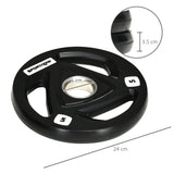 SPORTNOW Two 5kg Olympic Weight Plates, Tri-Grip Rubber-Coated Barbell Weights, with 5cm Holes, for Home, Gym, Office